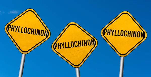 Phyllochinon Žlutá Cedule Modrou Oblohou — Stock fotografie