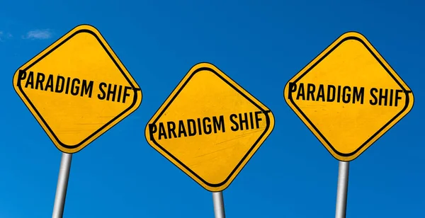 Paradigm Shift Yellow Signs Blue Sky — Stock Photo, Image