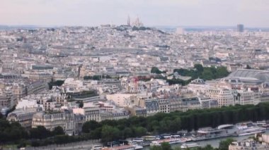 Paris şehri, eiffel Tower akşam havadan görünümü