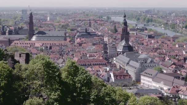 Heidelberg Vista Aérea Paisaje Urbano — Vídeos de Stock