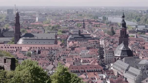 海德堡鸟瞰图 城市景观 — 图库视频影像