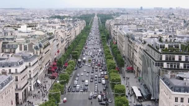 Avenue Des Champs Lyses Θέα Από Την Αψίδα Του Θριάμβου — Αρχείο Βίντεο