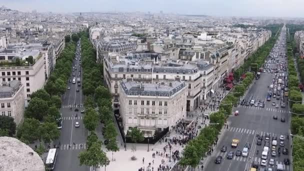 Avenue Des Champs Lyses Vista Arco Triunfo — Vídeo de Stock