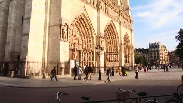 Notre Dame Paris Evening Low Angle — Stock Video