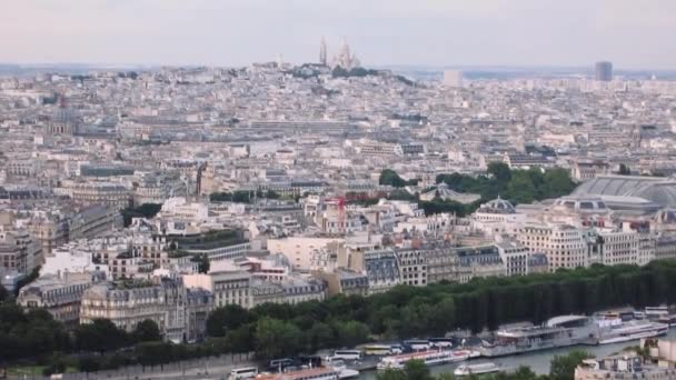 Πόλη Παρίσι Αεροφωτογραφία Από Πύργος Του Άιφελ Βράδυ — Αρχείο Βίντεο