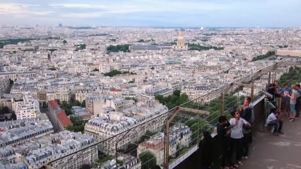 Paris Cidade Vista Aérea Torre Eiffel Noite — Vídeo de Stock
