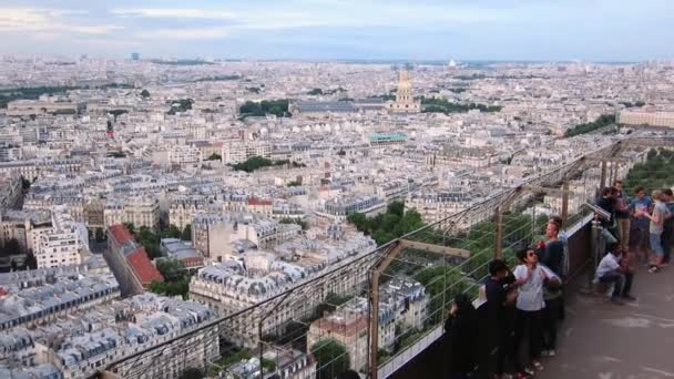 París Vista Aérea Desde Torre Eiffel Por Noche — Vídeo de stock