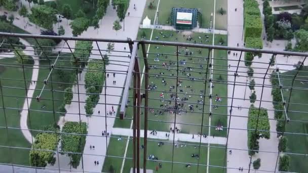 Paris Stadt Luftaufnahme Vom Eiffelturm Abend — Stockvideo