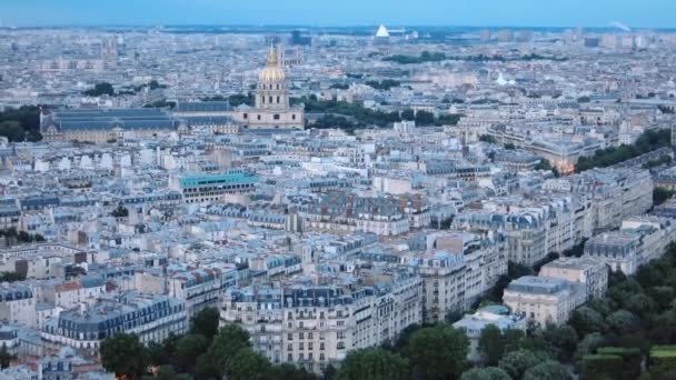 Parijs Stad Luchtfoto Uitzicht Vanaf Toren Van Eiffel Avond — Stockvideo