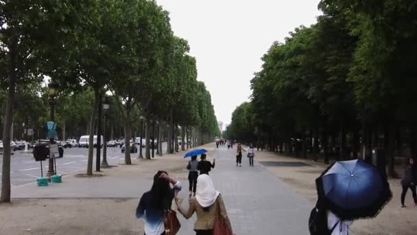 Menschen Die Richtung Avenue Des Champs Lyses Paris Gehen — Stockvideo