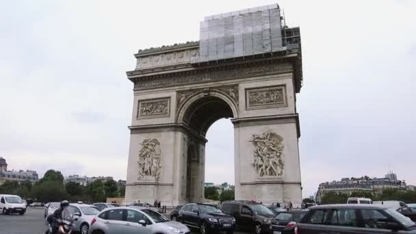 Triumfbågen Paris Frankrike — Stockvideo