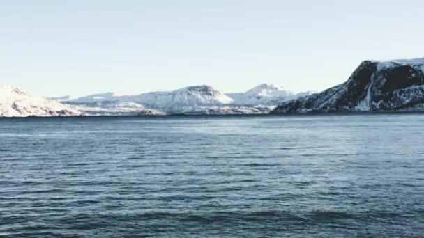 Horách Sníh Fjord Blízkosti Tromso Norsko — Stock video