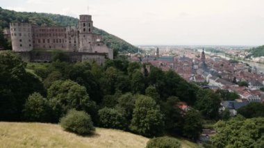 Heidelberg Castle Heidelberg Yaz 2018 arka planda şehrin hava manzaralı