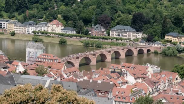 Heidelberg Heidelberg Yaz 2018 Karl Theodor Köprü Havadan Görünümü — Stok video