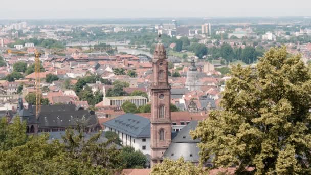 Jesuitenkirche 耶稣会教会 空中风景 海得尔堡 夏天2018 — 图库视频影像