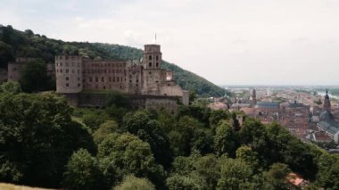 Heidelberg Castle Heidelberg Yaz 2018 arka planda şehrin hava manzaralı