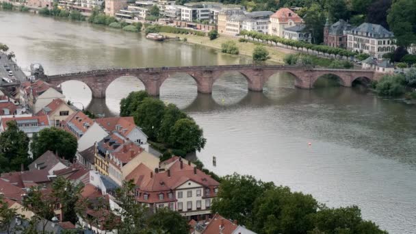 Heidelberg Karl Theodor Bridge Aerial View Heidelberg Sommaren 2018 — Stockvideo