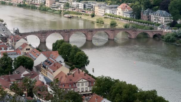 Heidelberg Karl Theodor Brücke Luftbild Heidelberg Sommer 2018 — Stockvideo