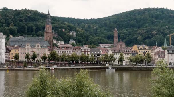 Kościół Jezuitów Heidelberg Jesuitenkirche Heiliggeistkirche Neckar Pierwszym Planie Lato 2018 — Wideo stockowe