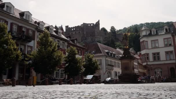 Heidelberg Kasteel Ruïne Lage Hoek Zomer 2018 — Stockvideo