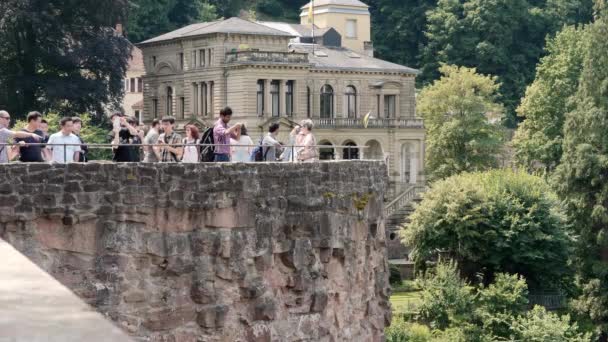 游客从海德堡拍摄照片 在城堡废墟海德堡 夏季2018 — 图库视频影像