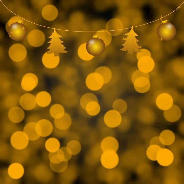 Weihnachtsthema Mit Goldenen Ornamenten Und Verschwommenem Luxus Bokeh Hintergrund Illustrationsdesign — Stockfoto