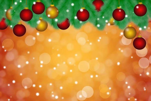 Kar Bulanıklık Bokeh Arka Plan Ile Noel Tema Altın Kırmızı — Stok fotoğraf