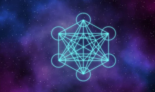 Evrendeki Metatron Küpü, illüstrasyon tasarımı arka planı.