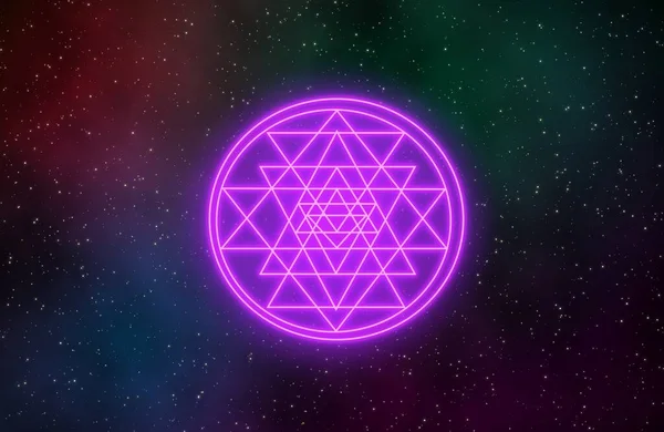 스리랑카는 삼각형으로 둘러싸여 별자리로 크기와 다양하고 교차하여 동심원으로 구성된 삼각형을 — 스톡 사진