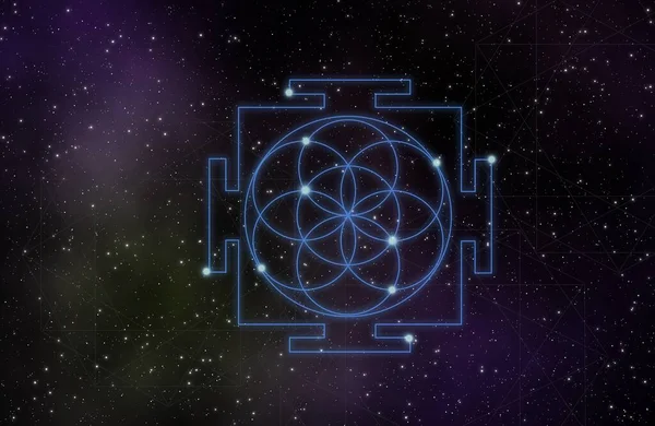宇宙の生命の幾何学の種子図天文学の設計の背景 — ストック写真