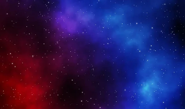 Uzay Kaçışı Astronomi Grafik Tasarımı: Derin evrende yıldız alanı olan mavi ve kırmızı bulutsular..