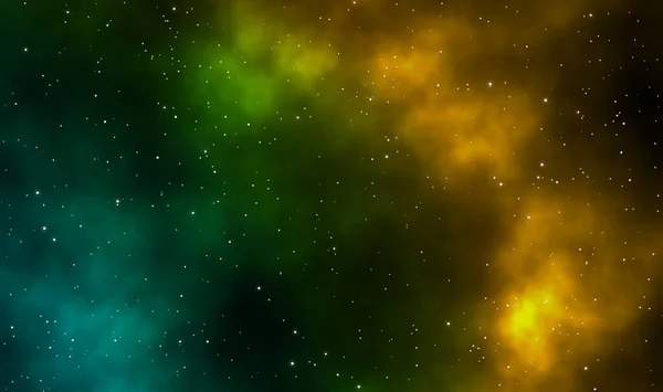 Εικονογράφηση Spacescape Αστρονομία Γραφικό Σχεδιασμό Φόντο Πράσινο Και Χρυσό Κίτρινο — Φωτογραφία Αρχείου