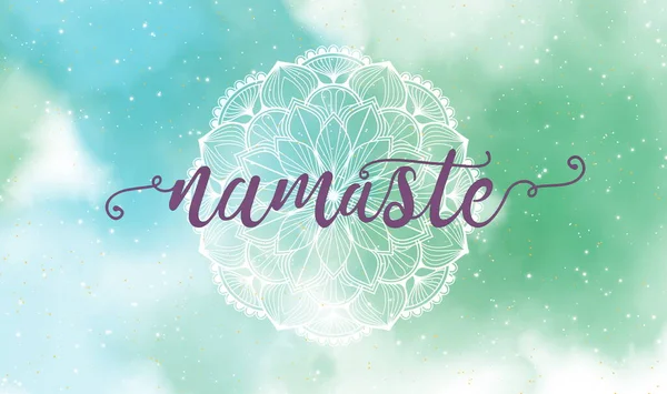 Lettrage Namaste Sur Mandala Blanc Dessin Illustration Art Sur Fond — Photo