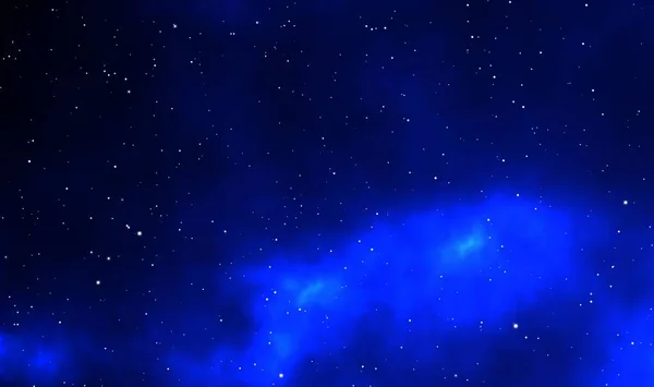 宇宙脱出イラスト天文学のグラフィックデザインの背景にある深い宇宙の青い星雲と輝く星 — ストック写真