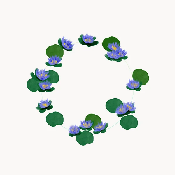 Waterlilly Wreath Illustration Design White Background — Stock Photo, Image