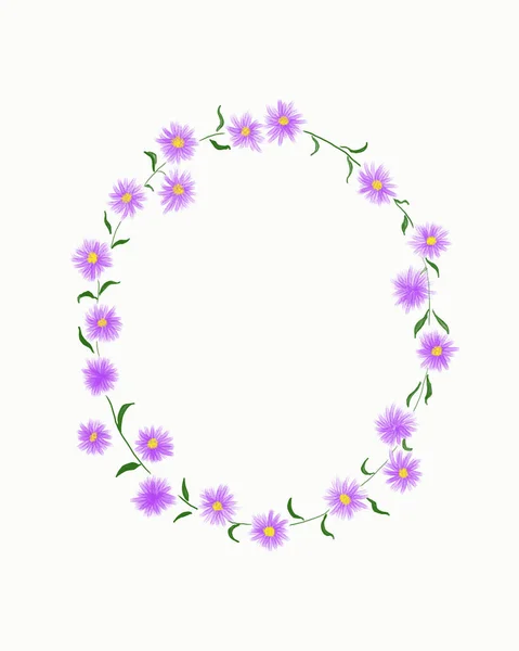 Digital Hand Drawn Purple Flowers Wreath Design White Background — Stock Photo, Image