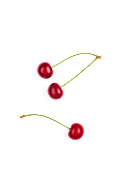 Fresh Red Cherries Isolated White Background — Stock Photo, Image