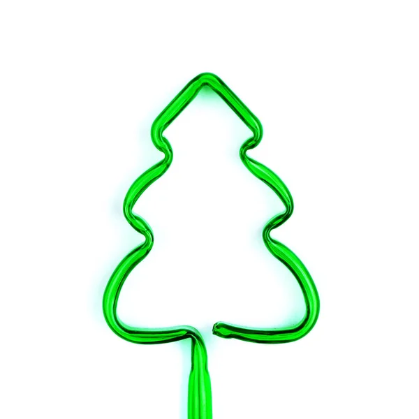 Πράσινο Χριστουγεννιάτικο Δέντρο Απομονωμένη Επίπεδη Στυλ — Φωτογραφία Αρχείου