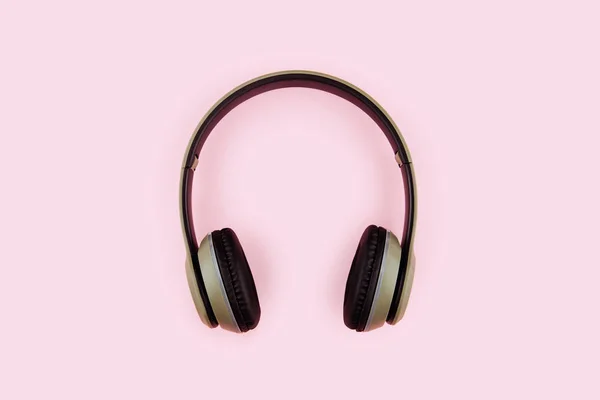 Cuffie Alla Moda Sfondo Rosa Concetto Musicale — Foto Stock
