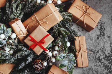 Yılbaşı yeni yıl kutlama süslemeleri kavramı kopya alanı