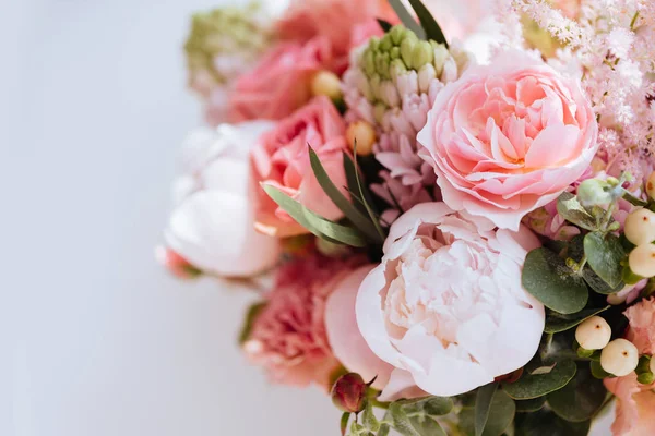 Hermosas Flores Flor Peonías Rosas Ranúnculos Tulipanes Claveles Lisianthks Eustoma — Foto de Stock