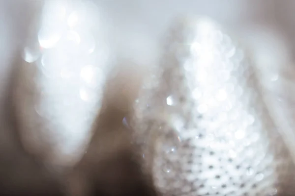 Zilveren Witte Bokeh Lichten Onscherp Abstracte Achtergrond — Stockfoto