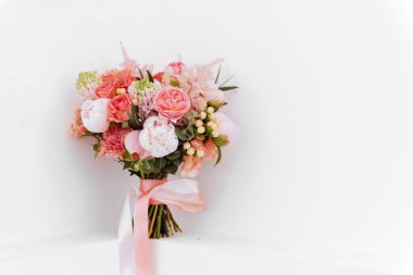 Düğün çiçekleri, gelin buketi portre.