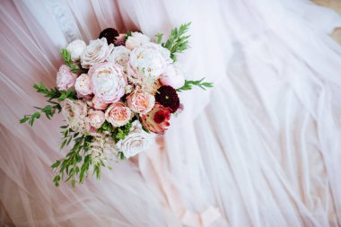 Düğün çiçekleri, gelin buketi portre.