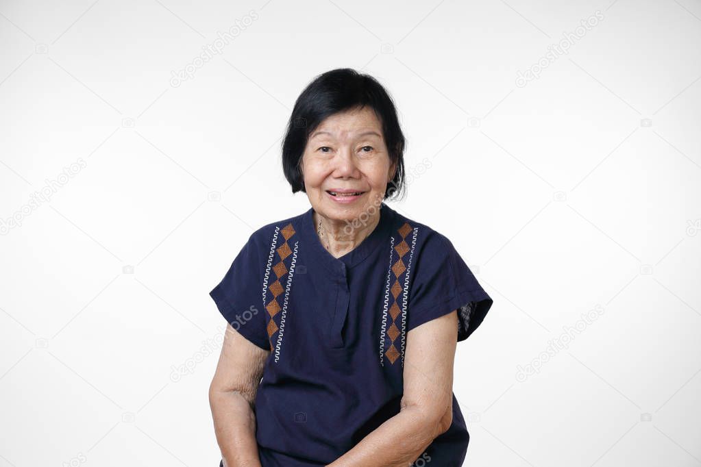 Happy asian woman relaxing at home , isolate on white background.