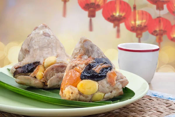 Les Boulettes Riz Zongzi Sont Aliment Traditionnel Chinois Fait Riz — Photo