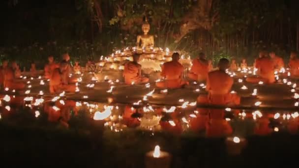 Chiang Mai Thailand Februari Magha Puja Dag Dag Van Boeddhistische — Stockvideo