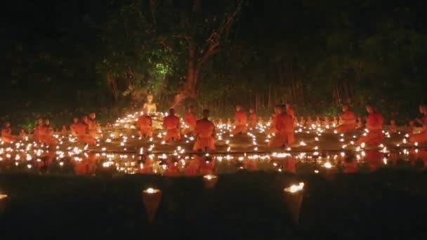 Чіанг Маи Таїланд Лютого Магха Пуджа День День Буддійського Важливі — стокове відео