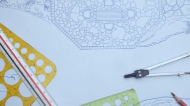 Ayrıntılı peyzaj mimarı tasarım arka planının villa için