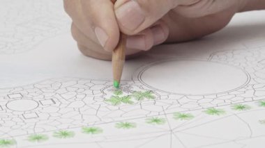 Peyzaj mimarı tasarım Arka Bahçe havuzu planı resort için